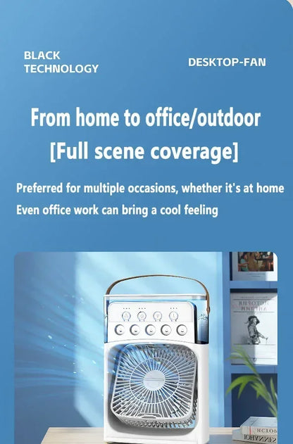 Advanced 3-in-1 Portable Air Cooler – Mini AC Fan + Humidifier + LED Night Light