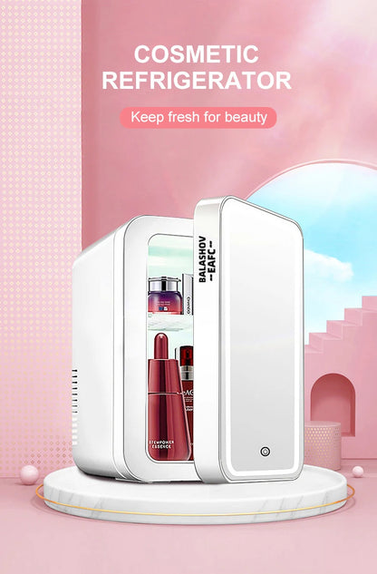 GLAMCHILL | 4L Mini Beauty Fridge with LED Mirror