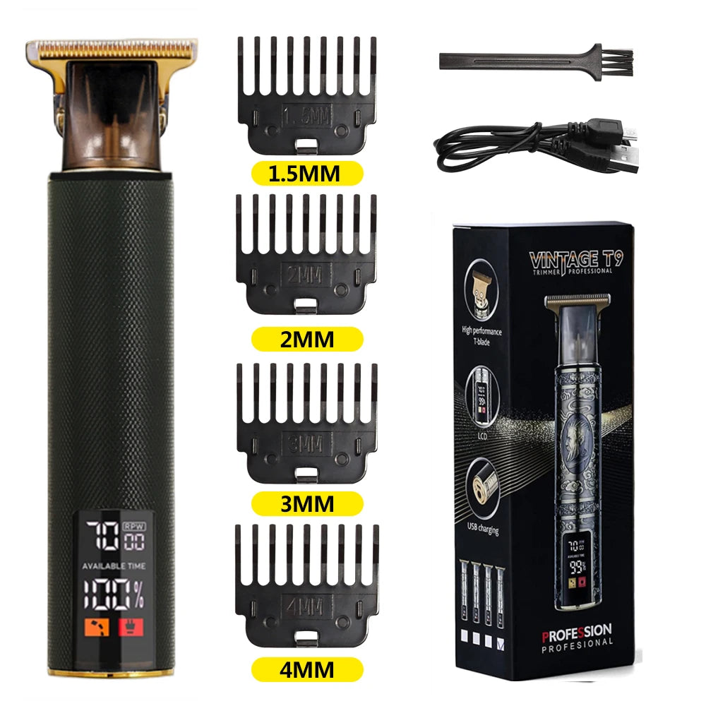 TrimMaster™ T9 LCD Precision Hair & Beard Trimmer – Professional Electric Clipper for Men