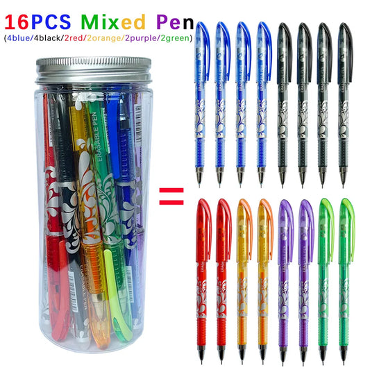 MagicWrite™ Erasable Gel Pen Set – 16-Piece Multicolor Creativity Collection (0.5mm)