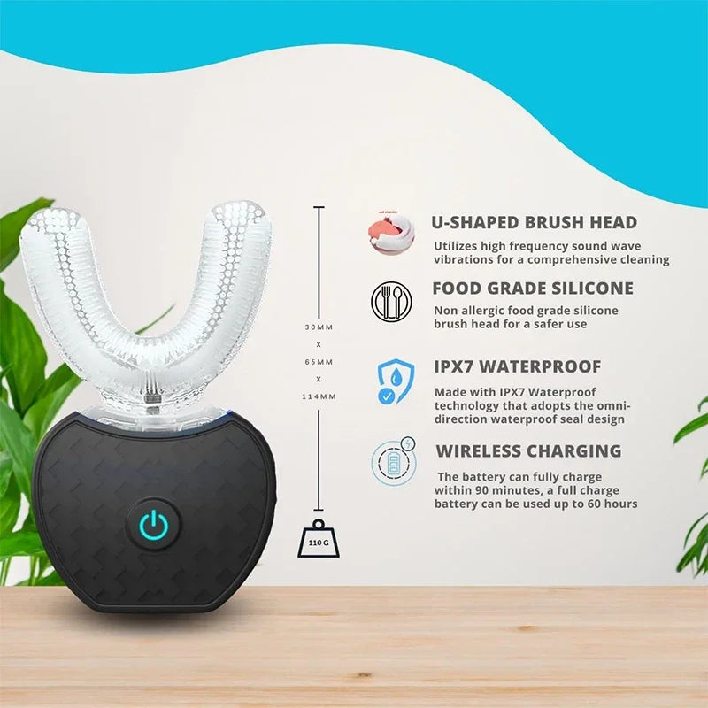 Intelligent Automatic U-Type Sonic Electric Toothbrush – USB Rechargeable with Blue Light Whitening