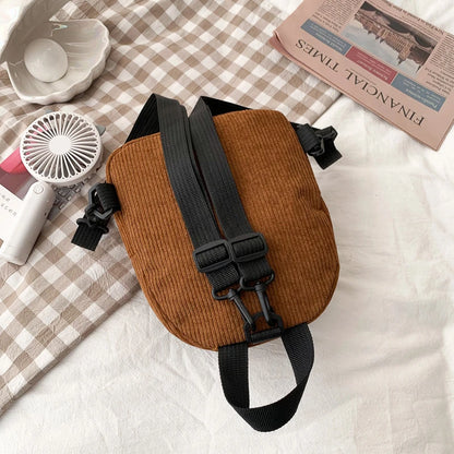 Minimalist Striped Velvet Mini Backpack