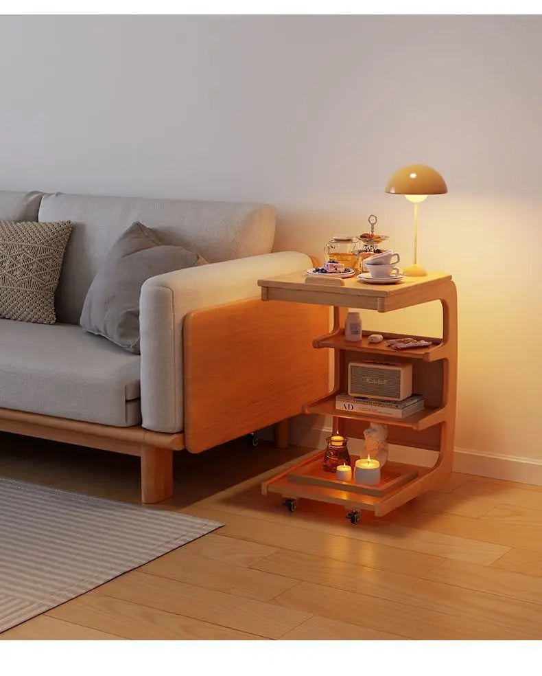 Solid Wood Movable Side Table