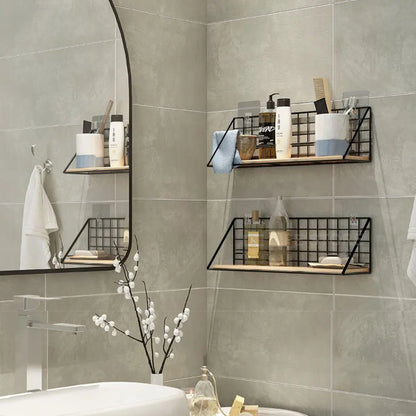Wall Mounted Wood & Metal Hanging Shelf