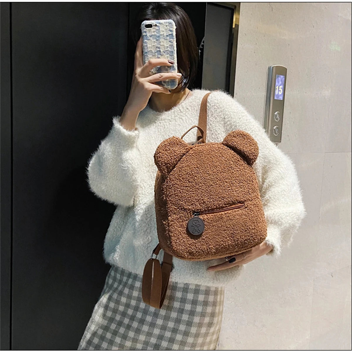 Plush Bear Ear Mini Backpack