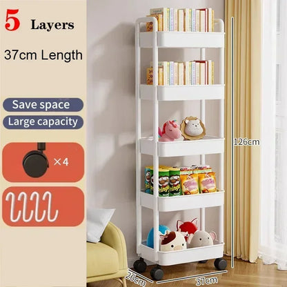 Mobile Storage Trolley – 5-Tier Organizer Cart with Wheels