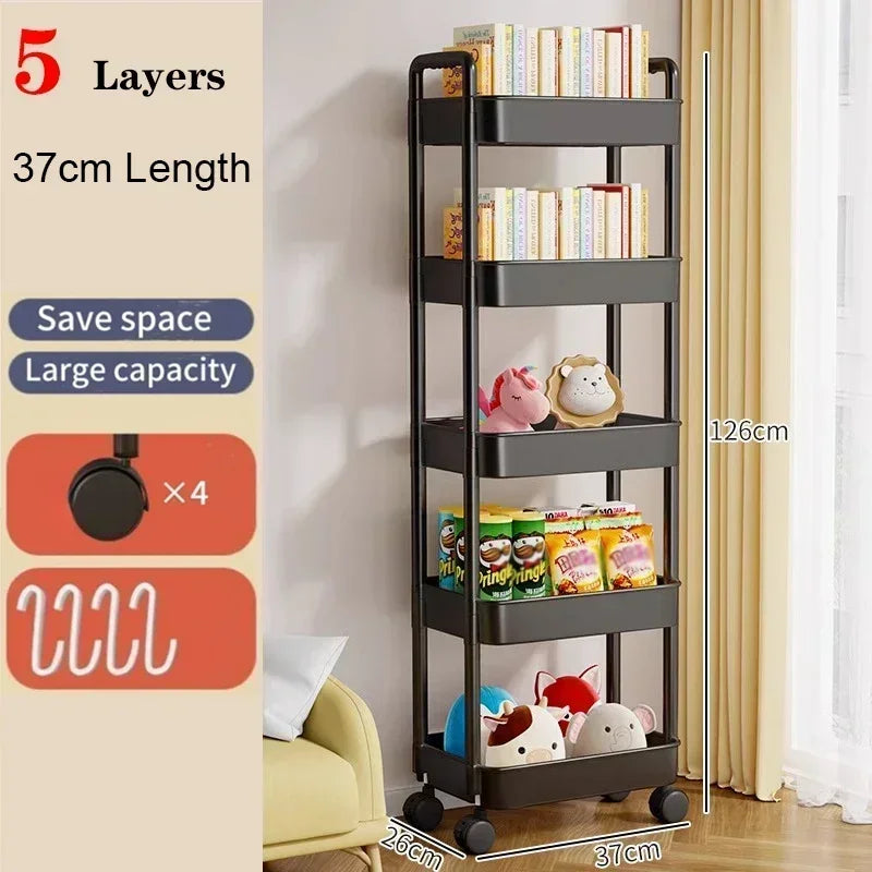 Mobile Storage Trolley – 5-Tier Organizer Cart with Wheels