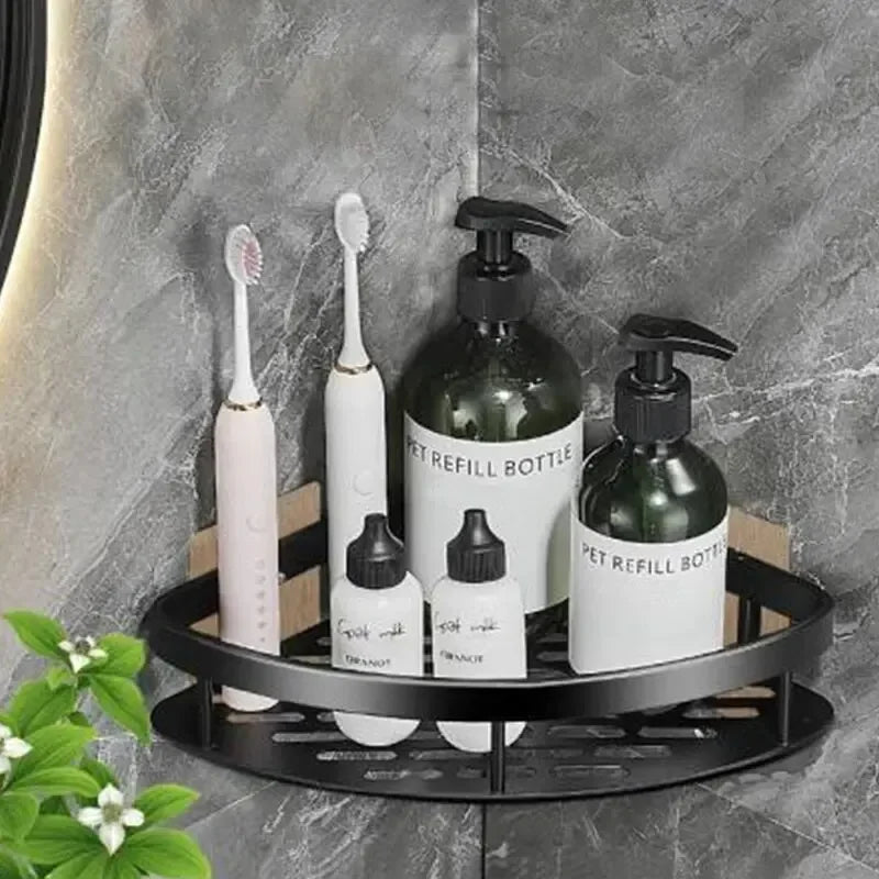 Bathroom Corner Storage Rack – Adhesive Shower Shelf