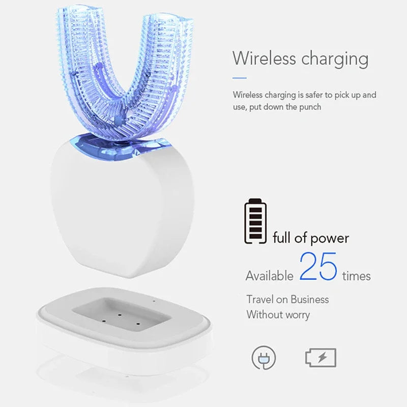 Intelligent Automatic U-Type Sonic Electric Toothbrush – USB Rechargeable with Blue Light Whitening