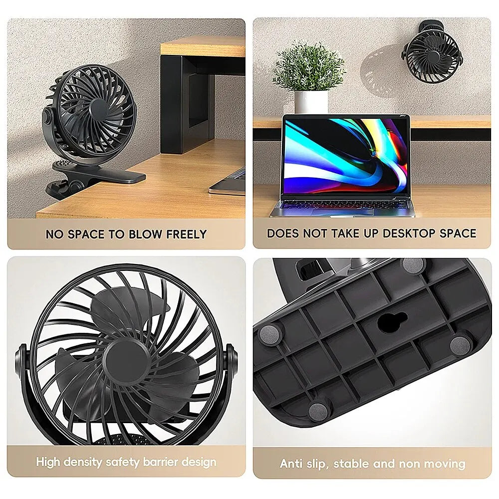 Rechargeable Clip Fan with Nightlight