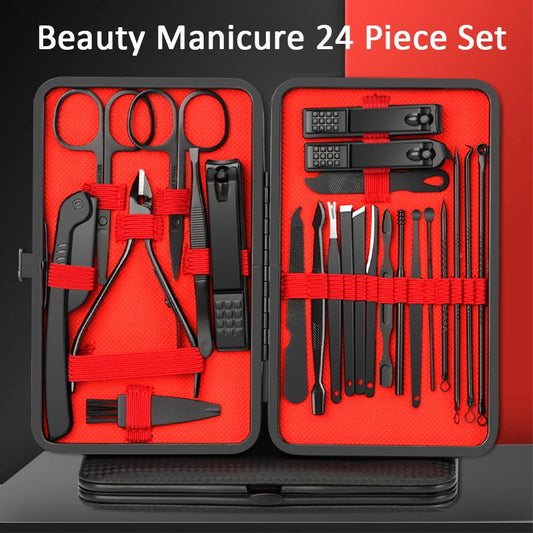 Stainless Steel Grooming Set with Leather Travel Case