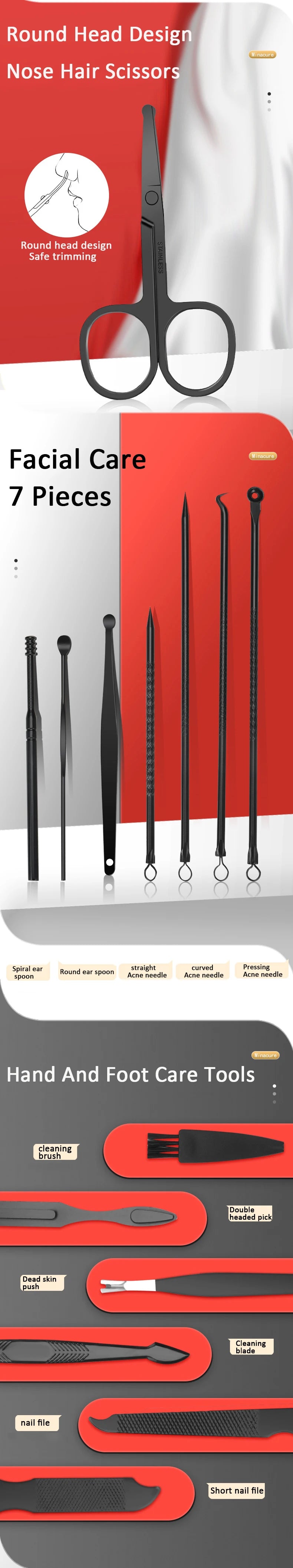 Stainless Steel Grooming Set with Leather Travel Case