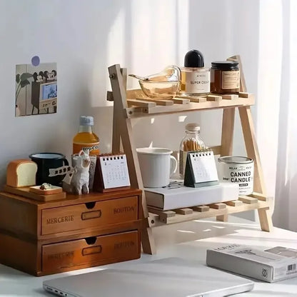 1pc Wooden 2-Tier Desktop Storage Shelf
