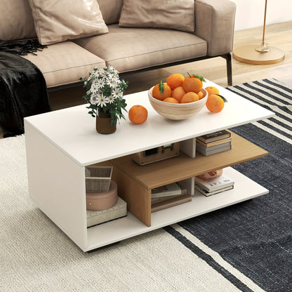 Geometric Coffee Table with Storage Shelves