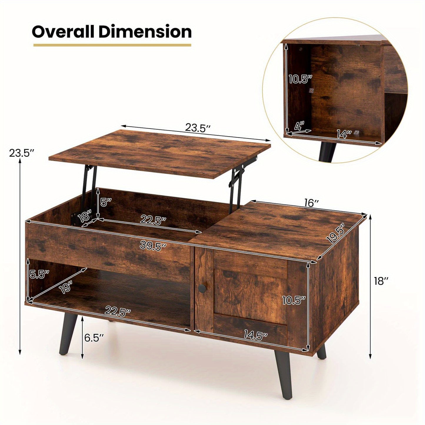 Hidden Storage & Open Shelf Coffee Table