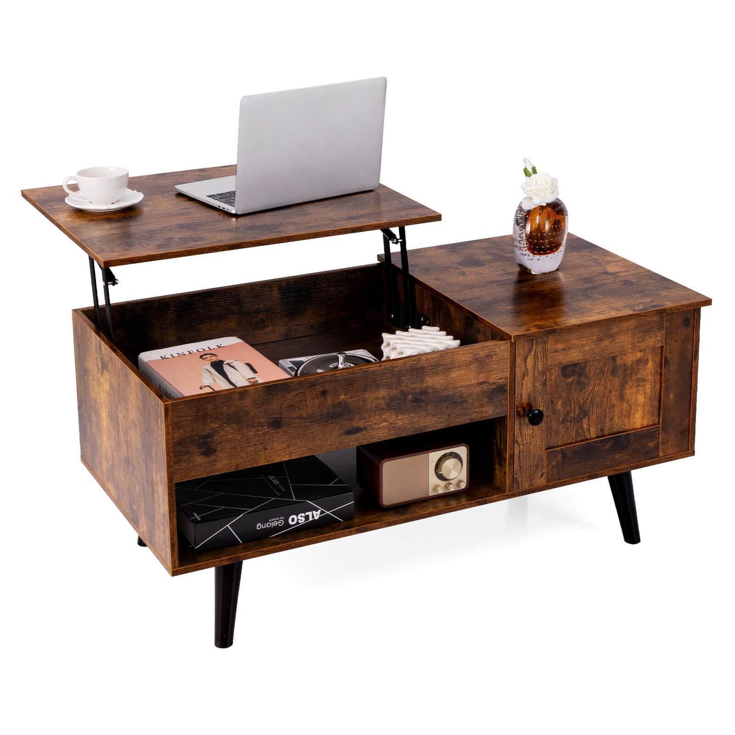 Hidden Storage & Open Shelf Coffee Table