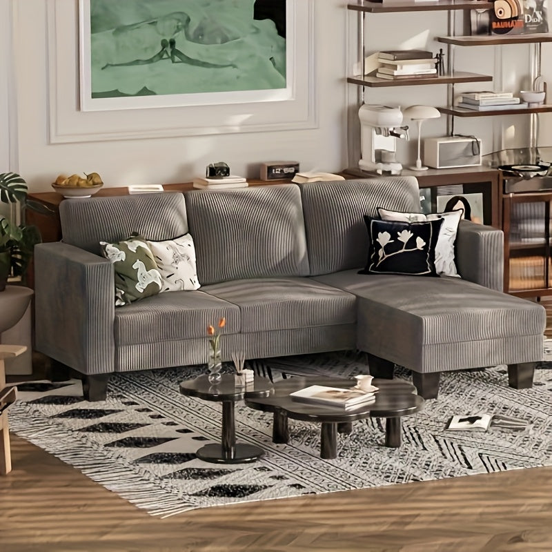Modern L-Shaped Sectional Sofa with Reversible Chaise
