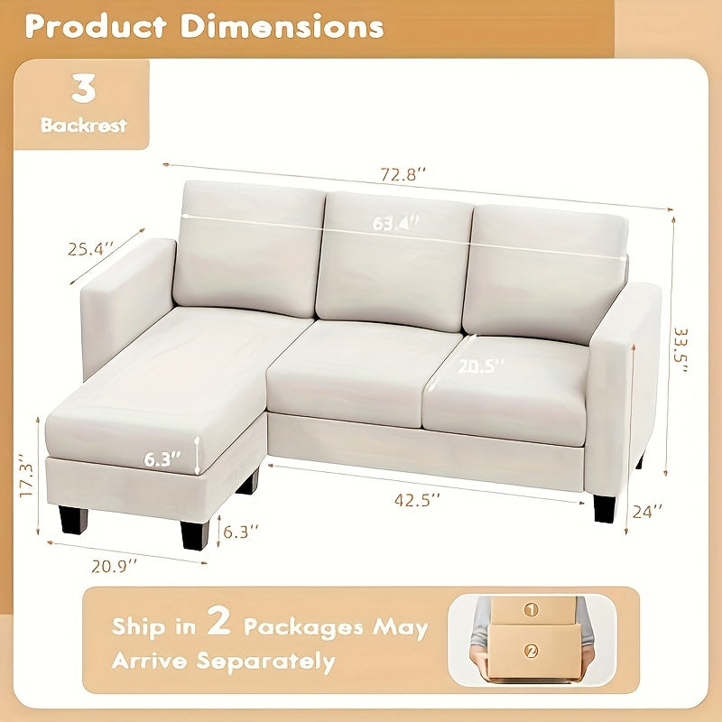 Modern L-Shaped Sectional Sofa with Reversible Chaise