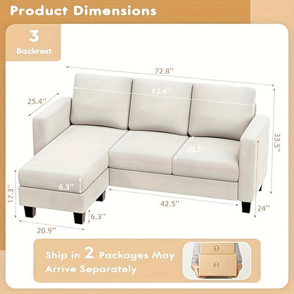 Modern L-Shaped Sectional Sofa with Reversible Chaise